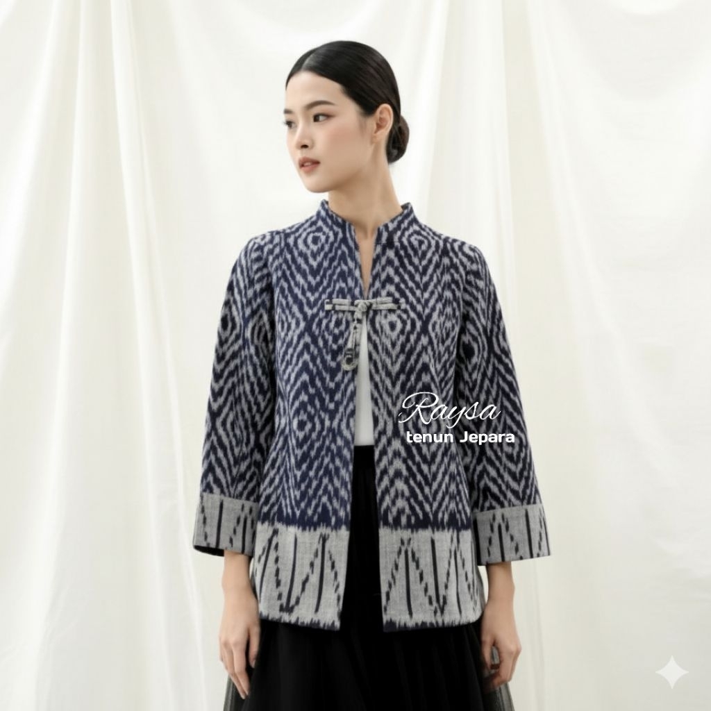atasan tenun Jepara kemeja tenun Jepara baju kantor wanita blazer tenun wanita