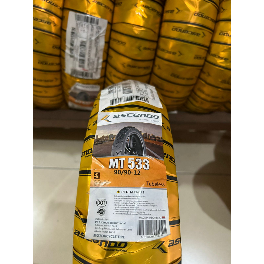 Ban Motor Ascendo Tubles / Tubeless EV MT533 Ring 12 Ukuran 90/90-12