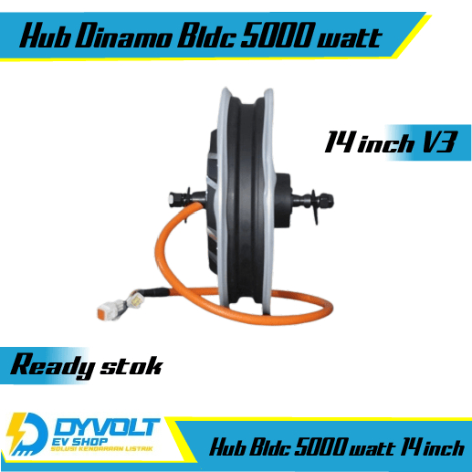 Motor Hub Dinamo Bldc 5000 watt 14 inch V3 Motor Listrik Komponen EV
