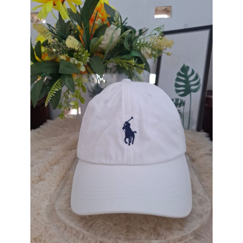 topi casual polo putih navi 100% original
