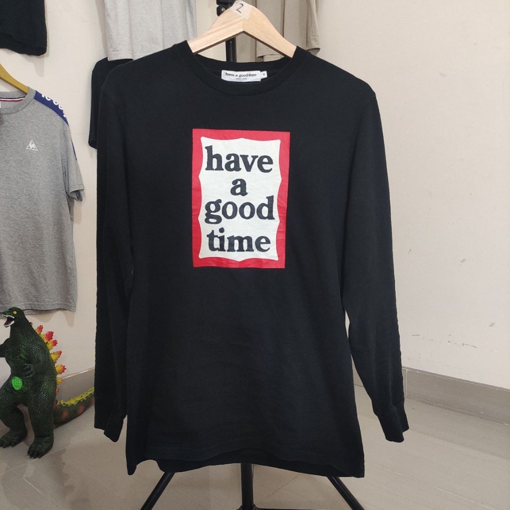 Kaos LS Long Sleeve Lengan Panjang HAGT Have A Good Time Black Size M