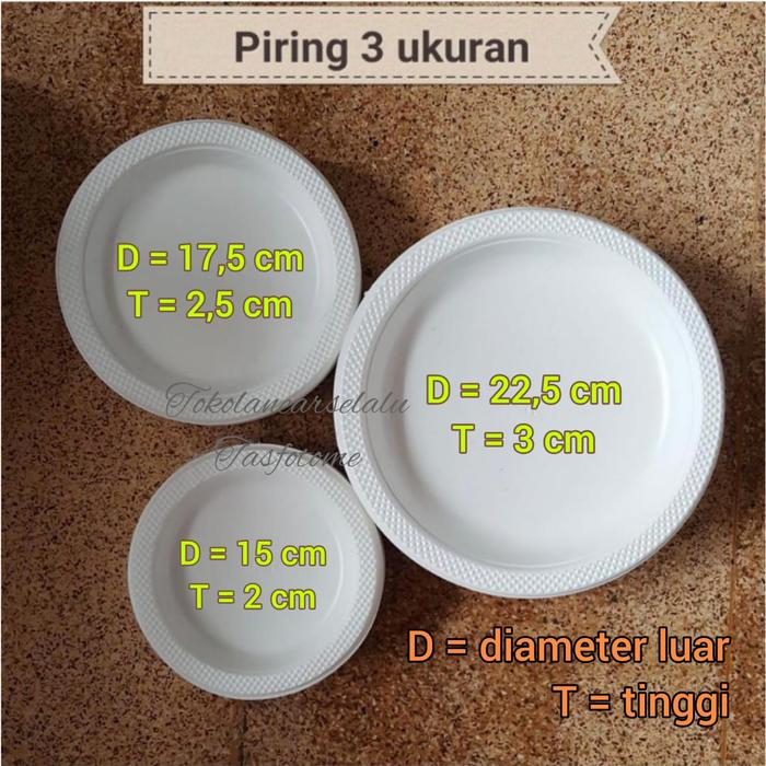 Piring Plastik Putih 3 Ukuran Isi 50 Pcs piring kue Ultah