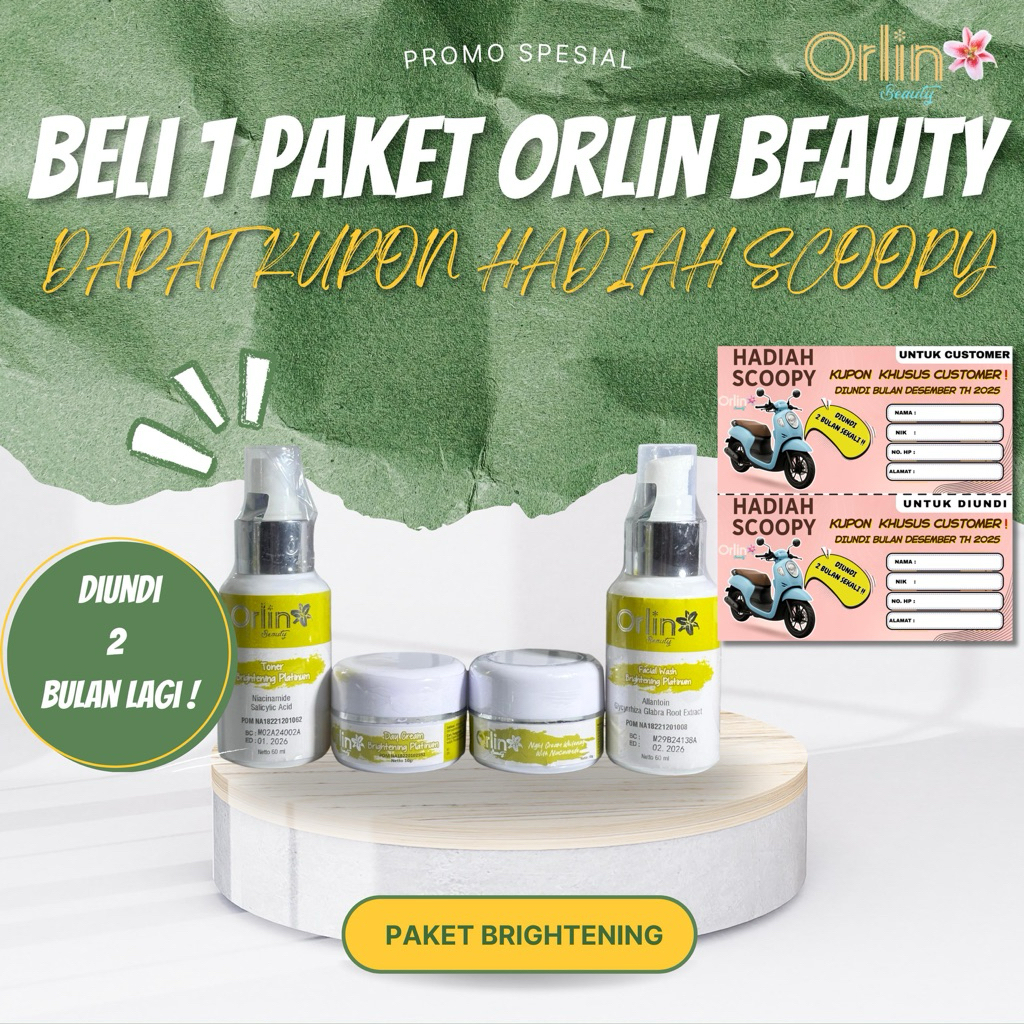 (HADIAH GRATIS) ORLIN BEAUTY SKINCARE / ORLIN BEAUTY /ORLIN /  ORLIN. SKINCARE /  PUTIH GLOWING 10 H
