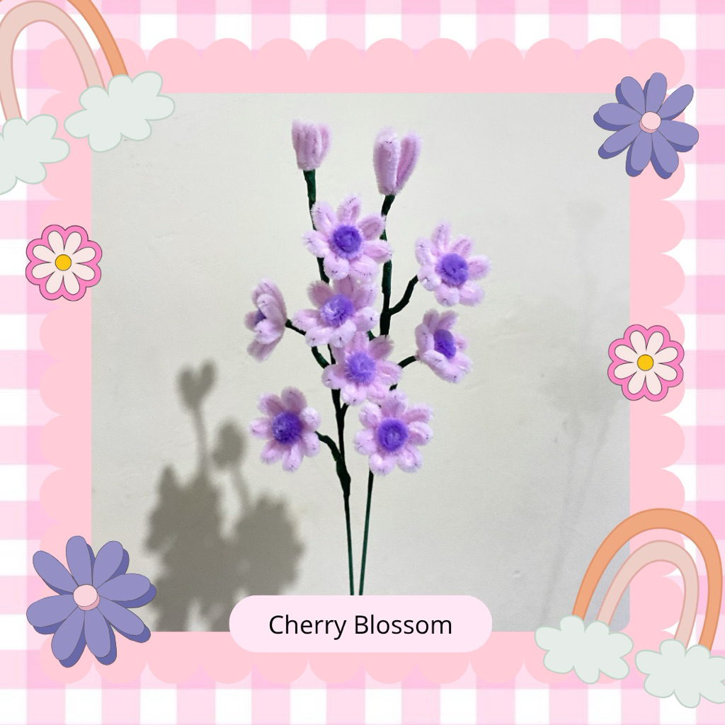 [[ CHERRY BLOSSOM ]] Bunga Kawat Bulu Satuan / Bunga Kawat Bulu 1 Tangkai / Bunga Kawat Bulu Pertang