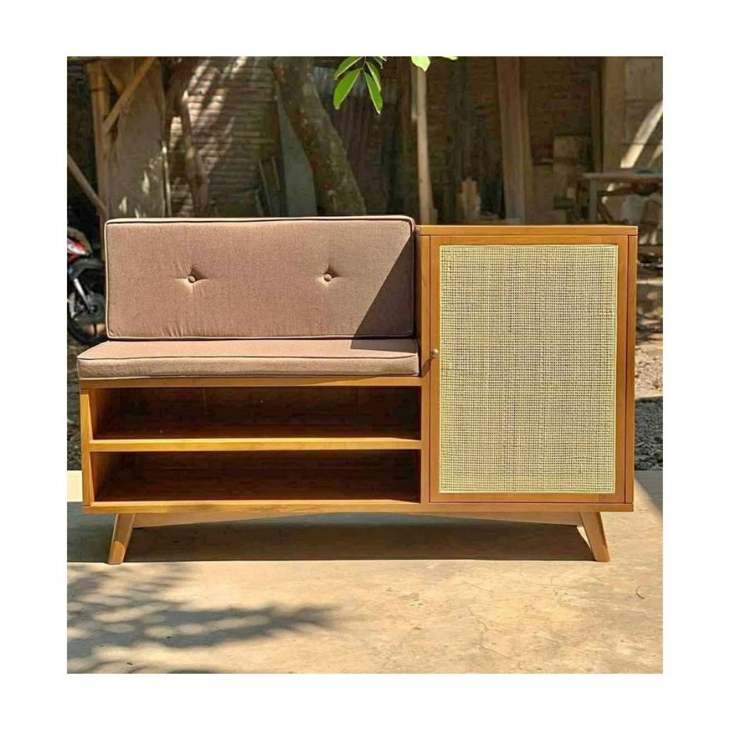 Bangku Rak Sepatu Minimalis Kayu Jati