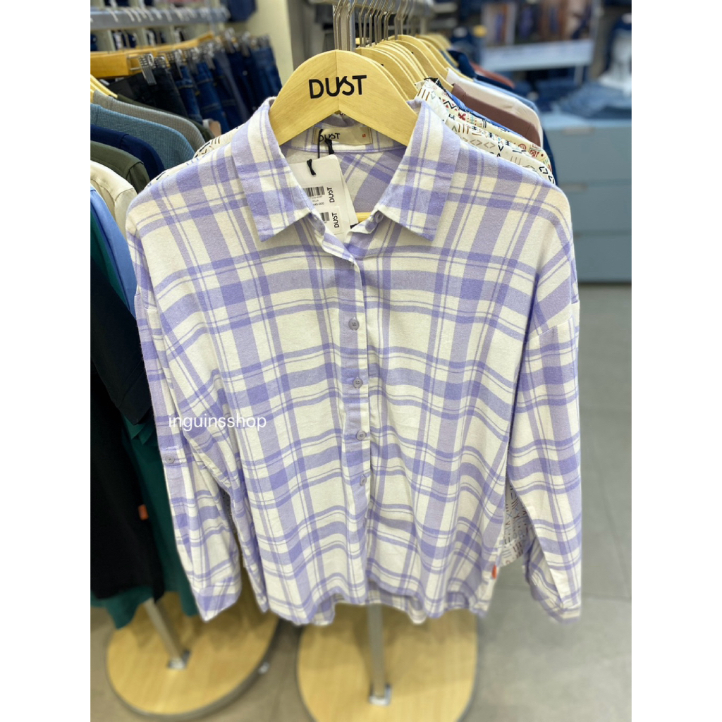 Kemeja DUST Wanita Motif Kotak Terbaru Warna Soft Best seller