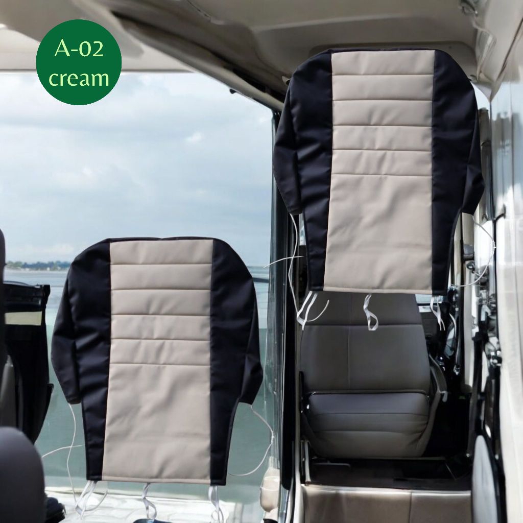 Single Seat Murah Harga Satuan Muat Semua Jenis Mobil Car Bahan Kulit Sinsetis Car A-02 cream sarung