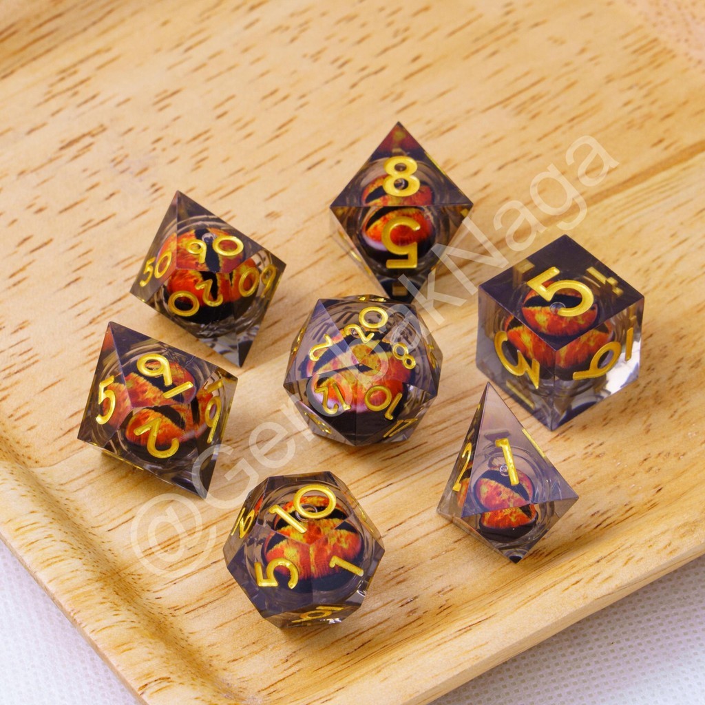 [Ready] Premium High Quality Resin Dice Dadu Dungeon Dragon DND Liquid Core - Liquid Red Dragon