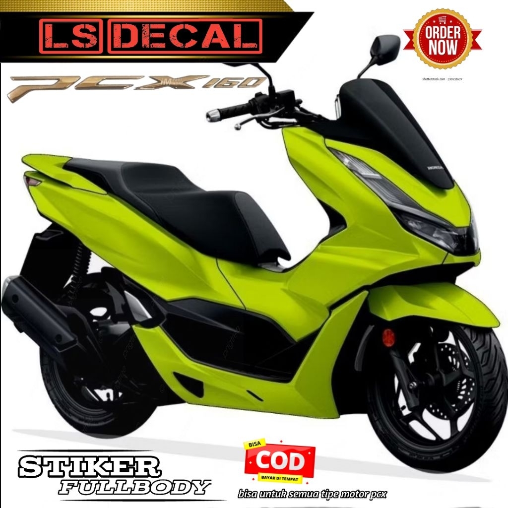 decal sticker variasi full body untuk motor Honda PCX 160 polos warna hijau stabilo