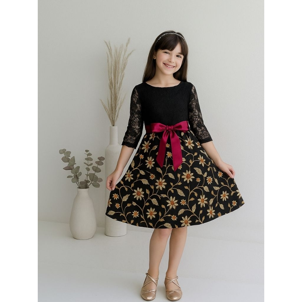 Dress Batik Natal Mega Fashion Anak Remaja Gaun Pesta Kondangan Usia 13 14 15 16 17 18 Tahun Rx