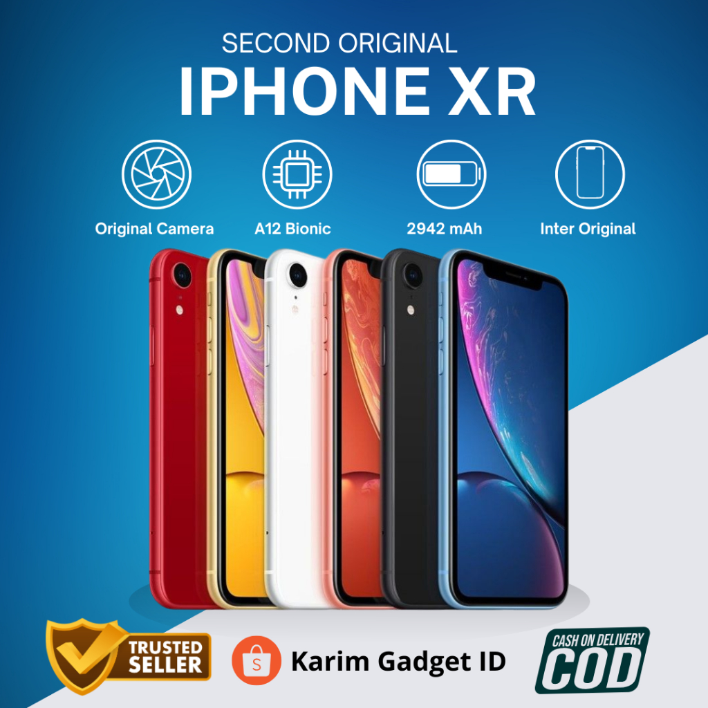 IPHONE XR 64GB 128GB 256GB SECOND INTER ORIGINAL FULLSET LIKE NEW BH AWET TERAWAT