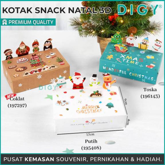 Kotak Snack Natal Putih /Kotak Cookies Natal bentuk Buku/Kotak Box Kue Natal / Box Bentuk Buku / Kot