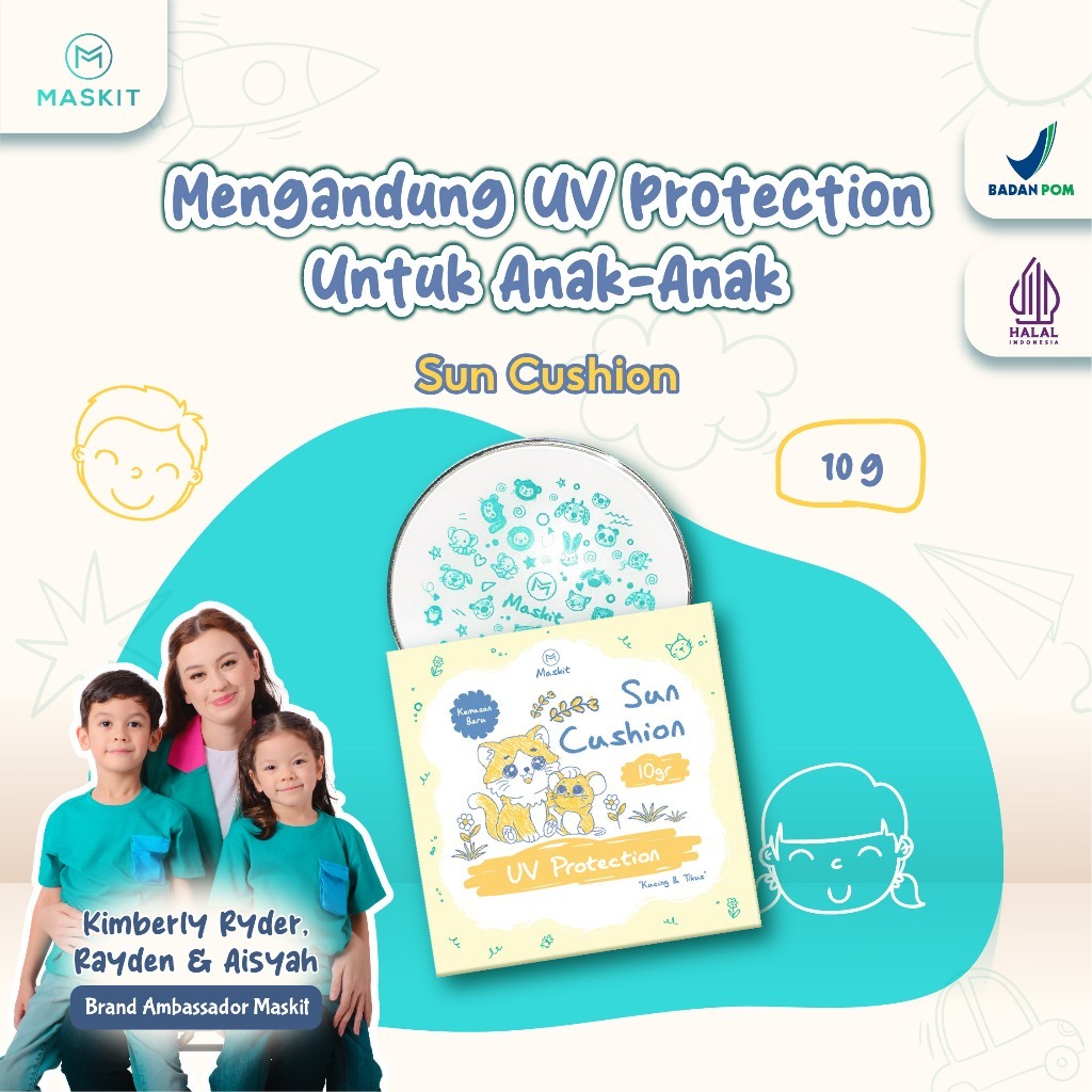 Maskit Sun Cushion - Bedak Cushion Anak UV Protection SPF Natural Maskit