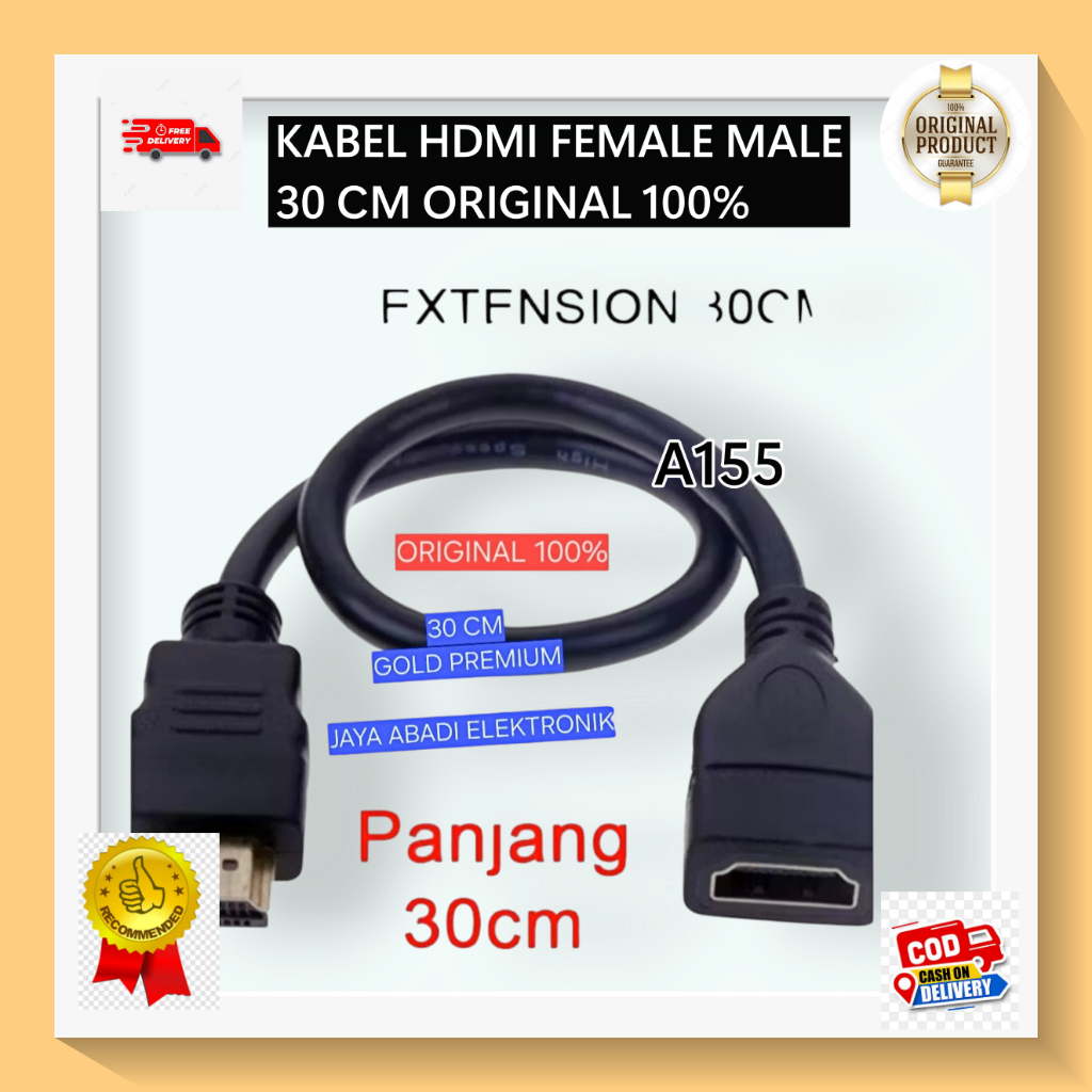A155 KABEL 30 CM CEWE COWO EXTENSI EXTENSION CORD SAMBUNGAN HDMI ORI 100% MALE TO FEMALE PERPANJANGA