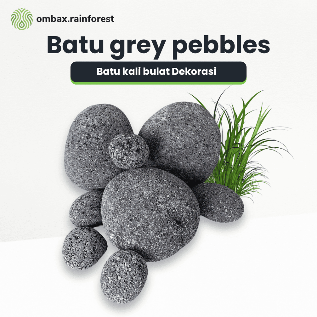 Gray Pebbles Batu kali bulat – Batu Hias Taman, Aquarium, Terrarium, dan Pot Tanaman