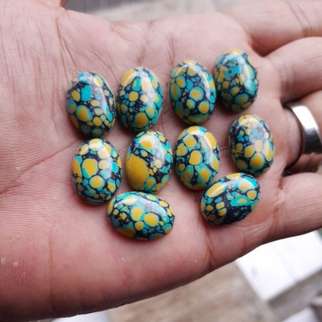 batu akik pirus tibet ceplok kuro 18x13 mm