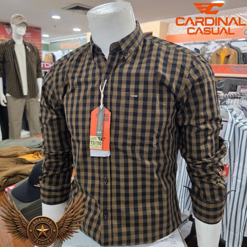 CARDINAL CASUAL KEMEJA LENGAN PANJANG SLIMFIT EAKAI00181J 03B COKLAT REDISH