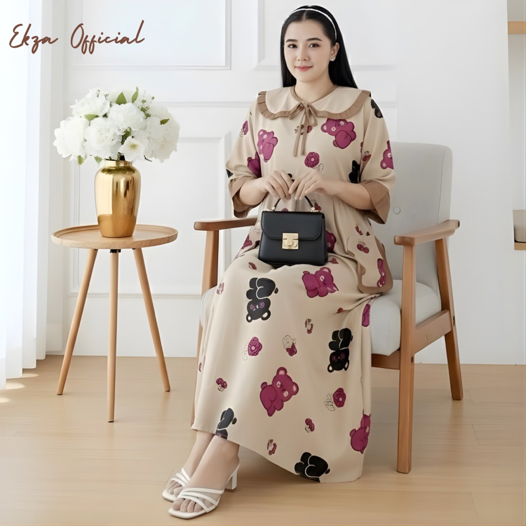 Ekza Official Dress Nadira Bahan Rayon Premium Busui Resleting Jumbo