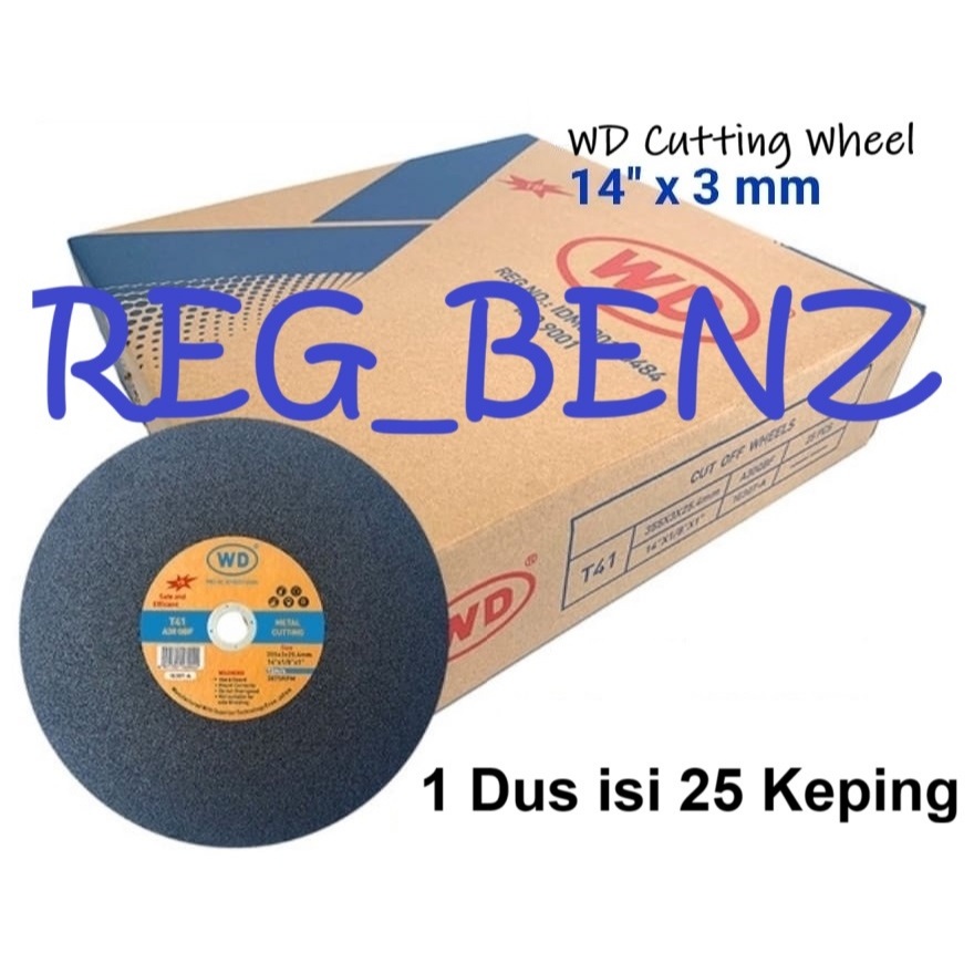 Mata Gerinda Potong WD 14in / Batu Gerinda Potong WD 14inch / WD Cutting Wheel 14" 1 dus = 25 pcs