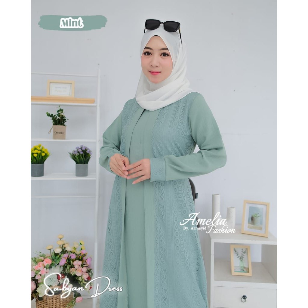 SABIYAN/SABYAN DRESS BRUKAT AMELIA FASHION , GAMIS BRUKAT, GAMIS CRINGKLE
