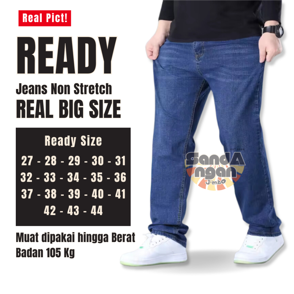 CELANA JEANS JUMBO PRIA BAHAN MELAR
