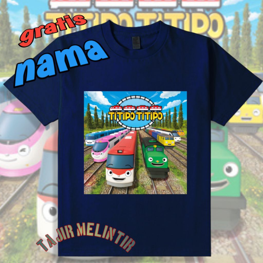 Kaos Baju anak laki-laki usia 5 tahun titipo titipo train cartoon