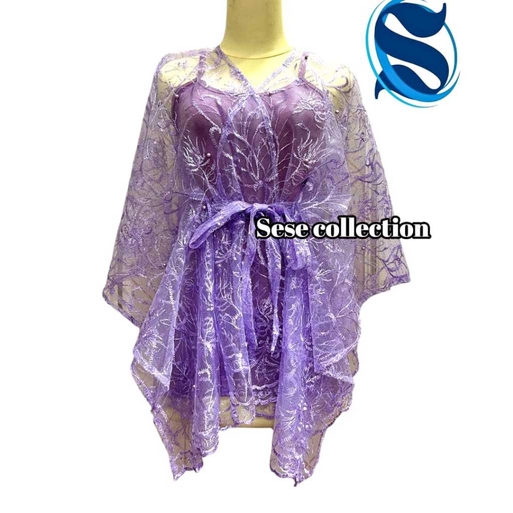 sese collection Outer Brukat Cape Brukat Tile Mutiara Kebaya Simple Cape Brukat One Shoulder Outer N