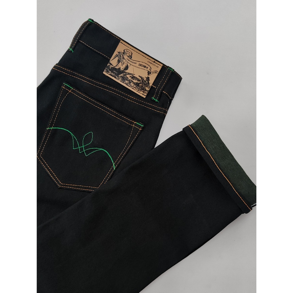 SELVEDGE deep greenline VILLAGE FLOWERS x weft indigo premium 15.oz [ONE OCEAN DENIM]