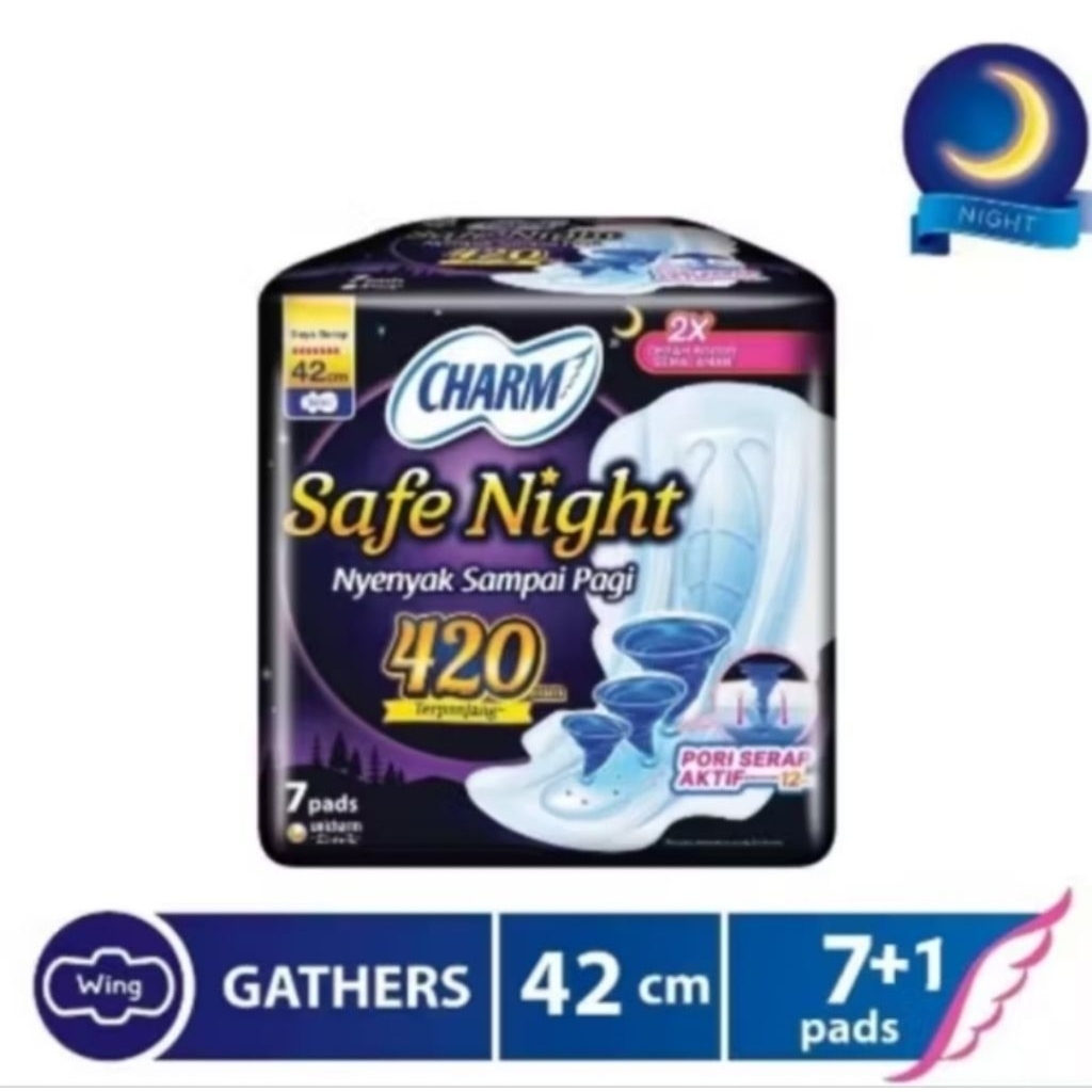 CHARM SAFE NIGHT 42CM 8 PADS