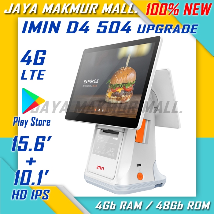 Mesin Kasir Android Dual Screen IMIN D4 504 2Gb Ram/16Gb Rom | 4Gb Ram/48Gb Rom (Upgrade) Play Store