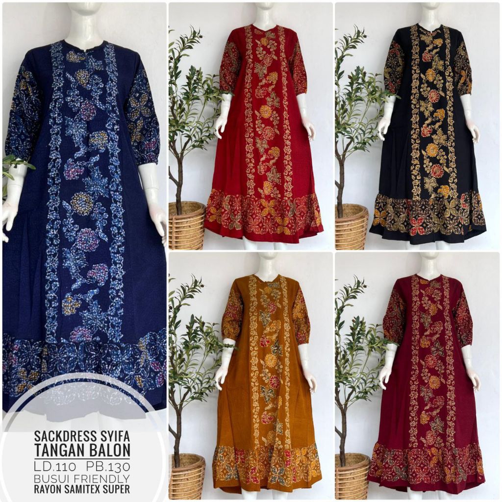 DASTER PANJANG SACKDRES BATIK LD 110 KAIN RAYON PREMIUM ADEM