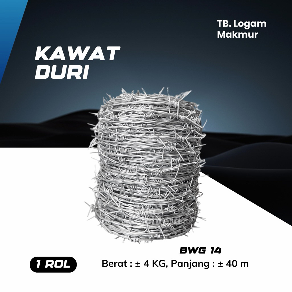 Kawat Duri Pagar Galvanis 4 KG 40 meter - 1 rol