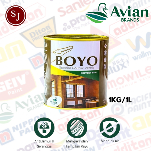 Avian BOYO Politur Plitur Pelitur 1kg  Warna / Vernish 1 Liter 1 KG Cat Plitur Kayu [Avian Brands]