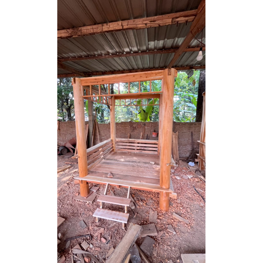 gazebo mahoni | Gazebo kebun | Gazebo garden | Gazebo | Kursi taman | Kursi | Dekorasi taman | hiasa