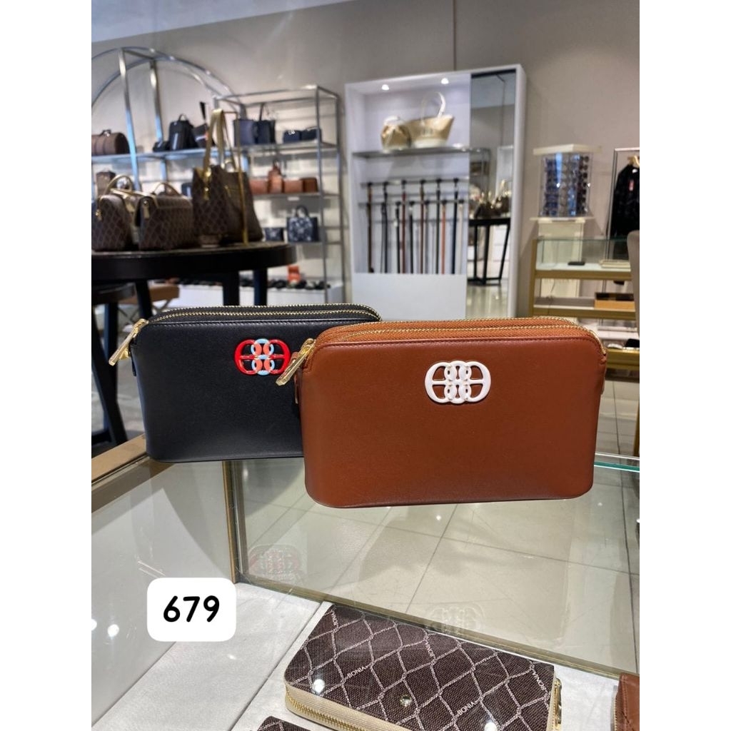 tas Sling 2 Zipper polos Bonia original