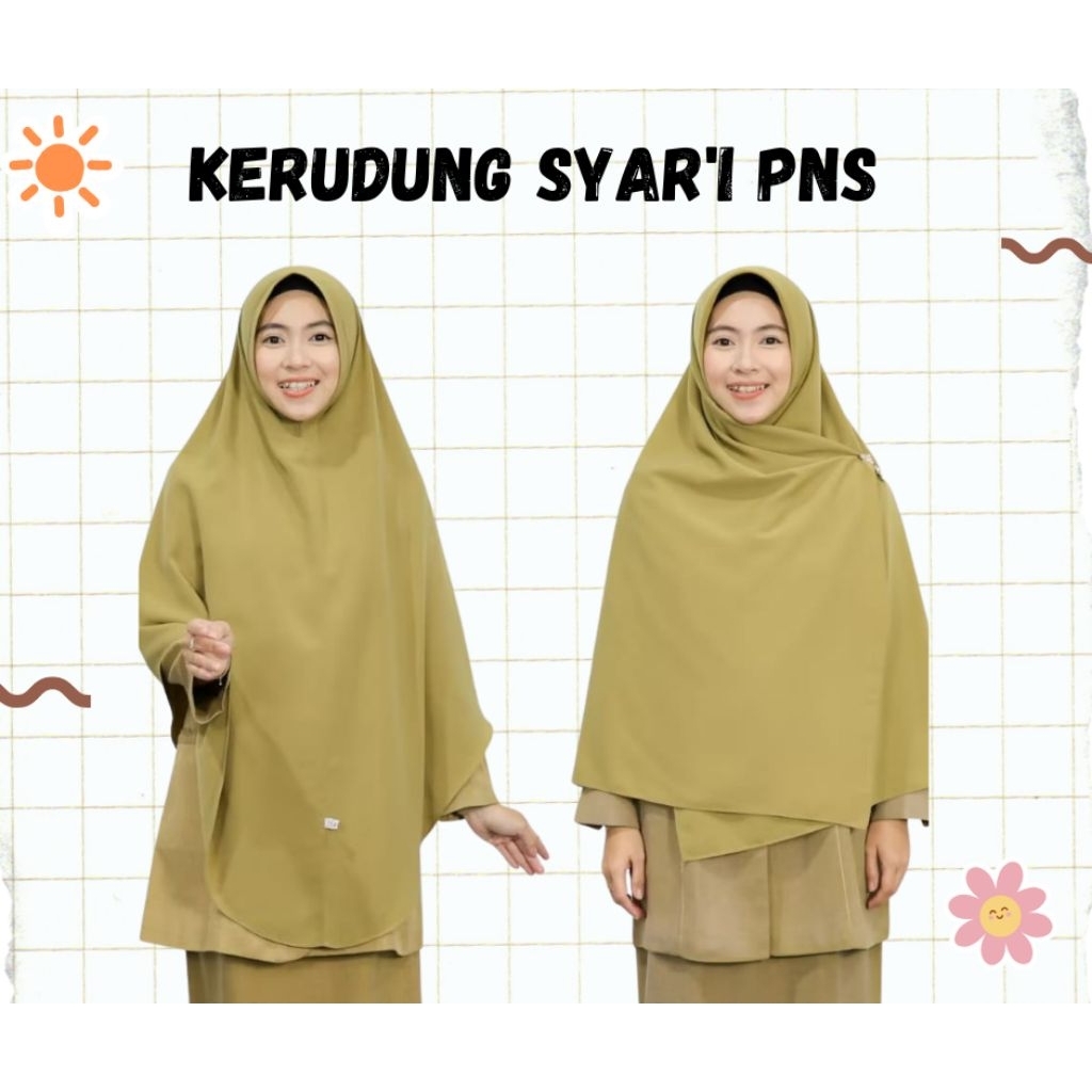 Kerudung Dinas Kerja ASN - Jilbab PNS Khaki Syar'i - Jilbab PNS Syar'i by Hijab hayuri - Khimar Syar