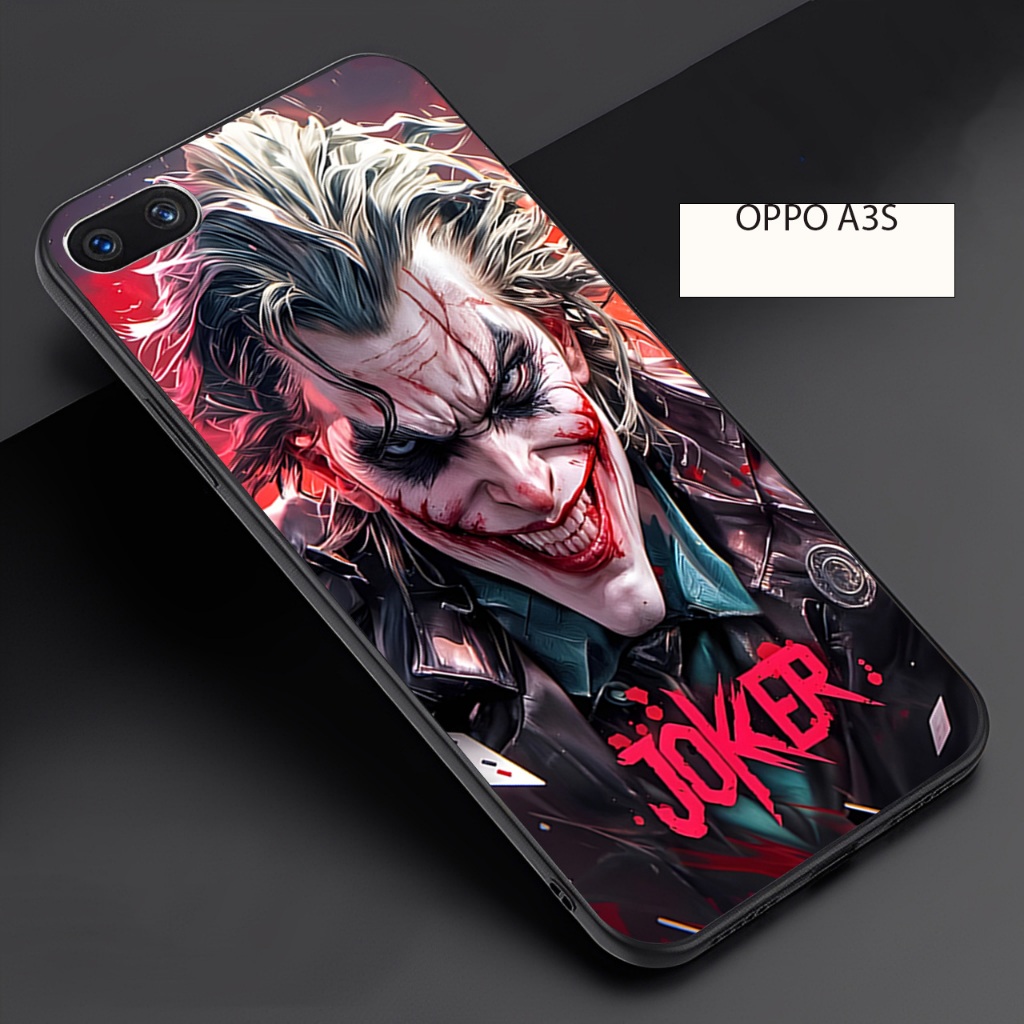 (FC33) Softcase Kaca Glossy For OPPO A3S - Motif Joker - Casing Anti Pecah Anti Gores dan Kotoran