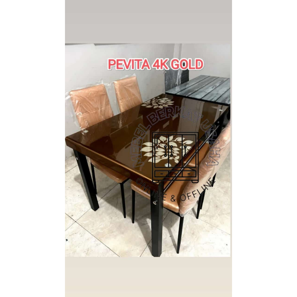 MEJA MAKAN KACA RANGKA BESI 4 KURSI BANJARMASIN