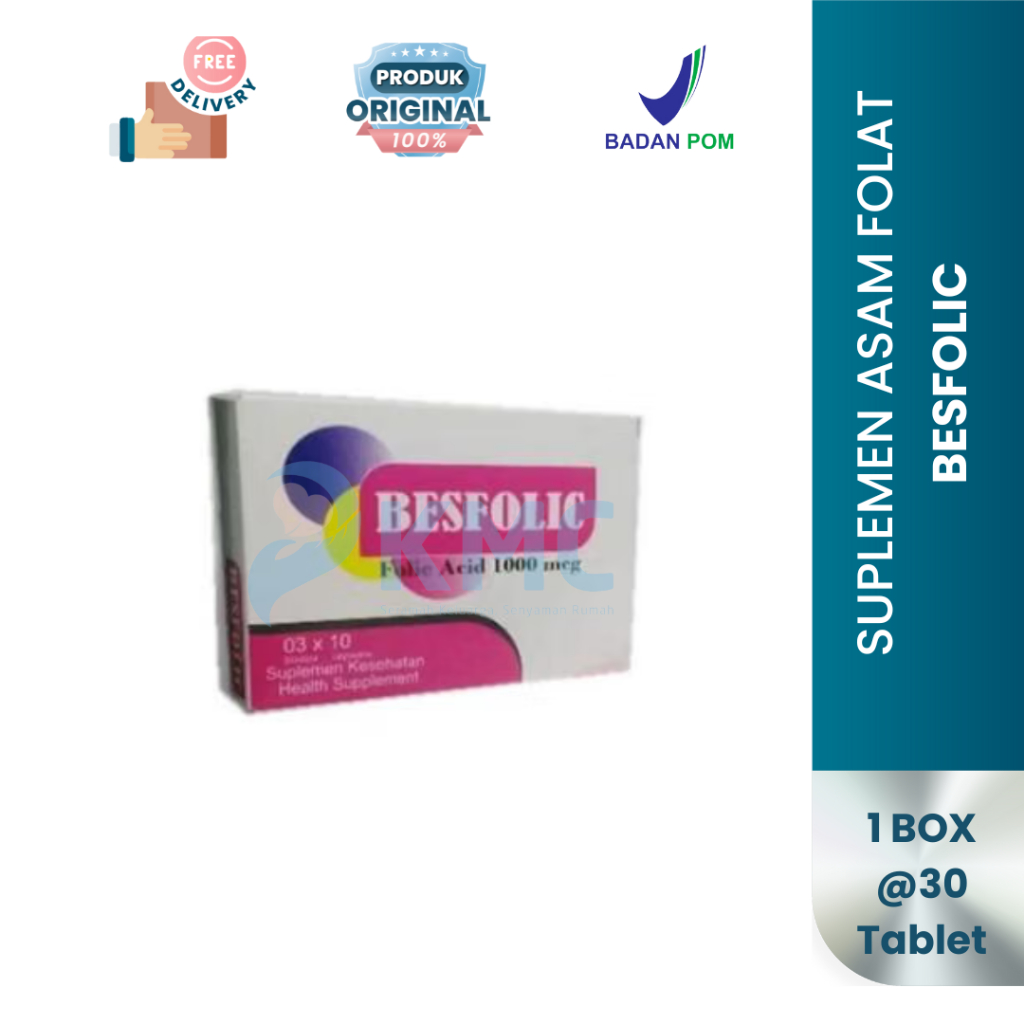 Besfolic Folic Acid 1000mcg Isi 30 Tablet | Asam Folat 1000mcg Untuk Ibu Hamil