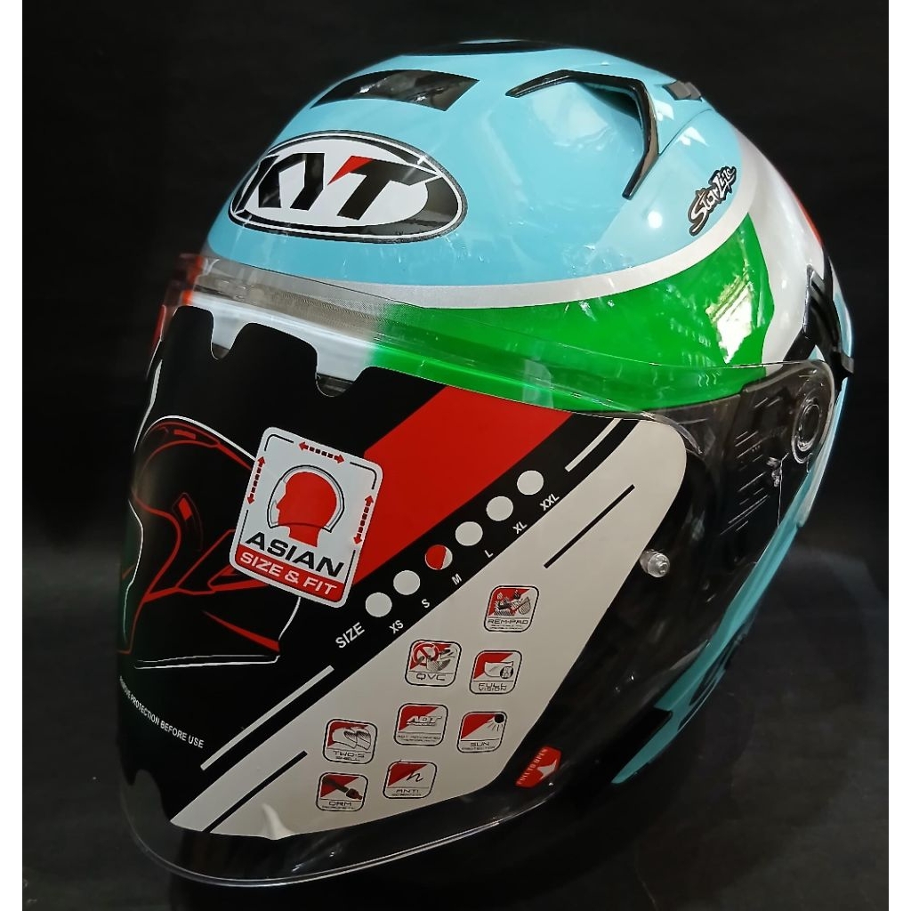 HELM KYT NFJ MOTIF LEOPARD DOUBLE VISOR-HELM KYT HALF FACE DOUBLE VISOR
