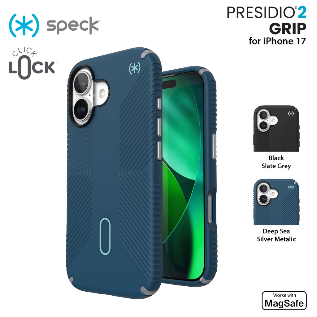 Casing iPhone 17 Speck Presidio2 Grip MagSafe with ClickLock Protective Case