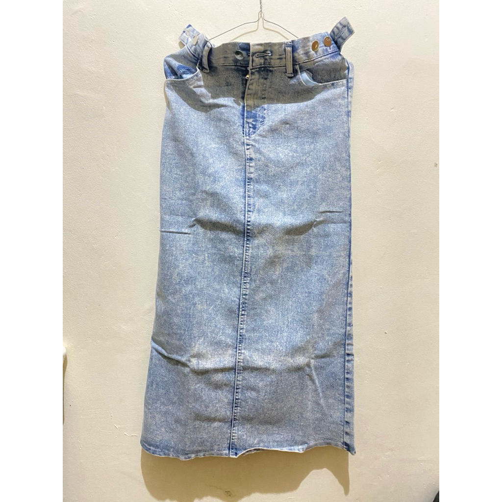Rok Jeans Highwaist A-Line Panjang || Rok Jeans Wanita Korean Style Terbaru - Rok Span