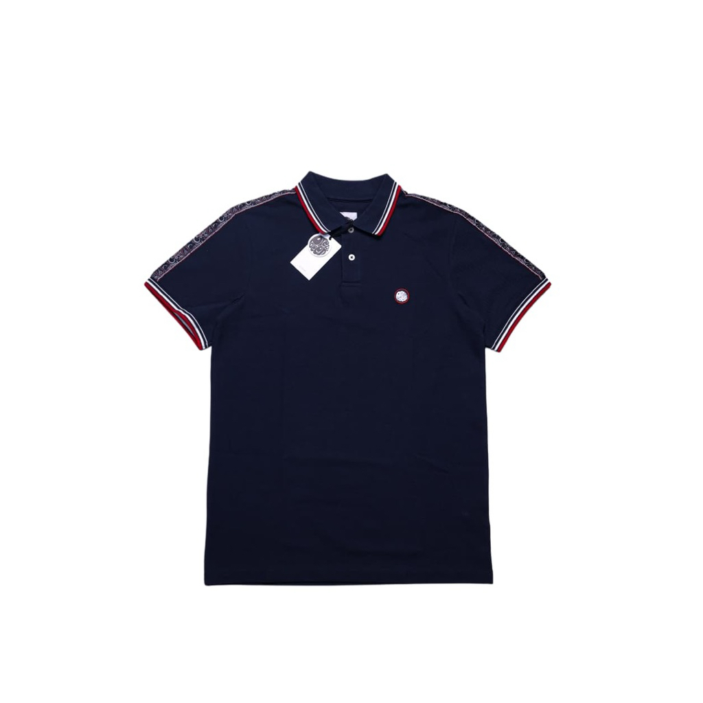 Pretty Green Eclipse Paisley Tape Polo Shirt navy