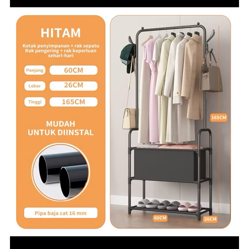 rak gantungan baju anak kos
