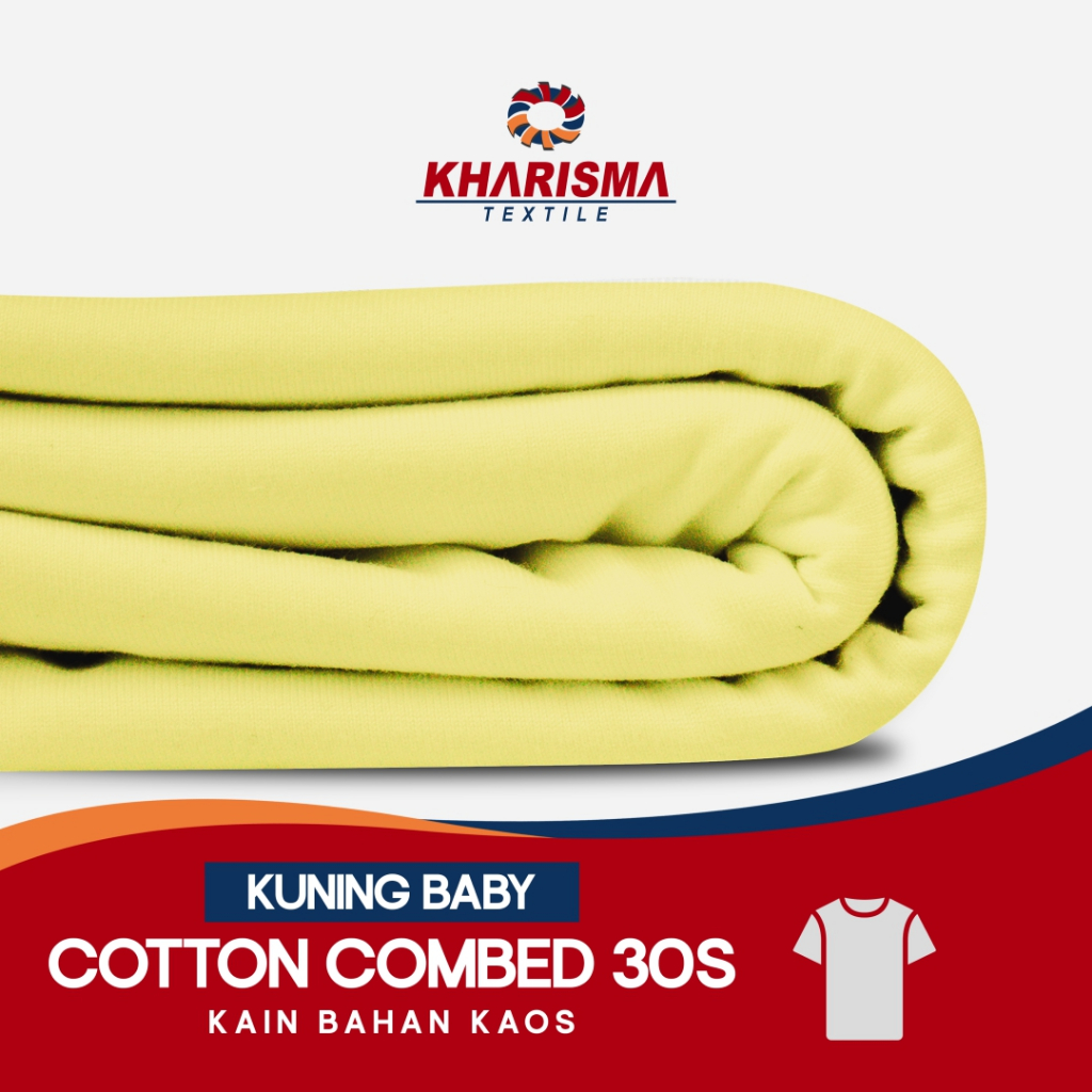 Kain Bahan Kaos Cotton Combed 30s Kuning Baby Kharisma Textile Eceran Kiloan Meteran