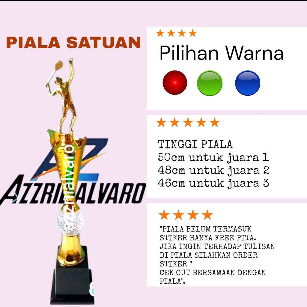 Piala trophy 115  + 224 badminton Piala satuan