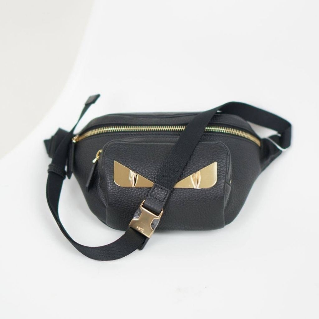 FENDI Black Romano Leather Belt Bag