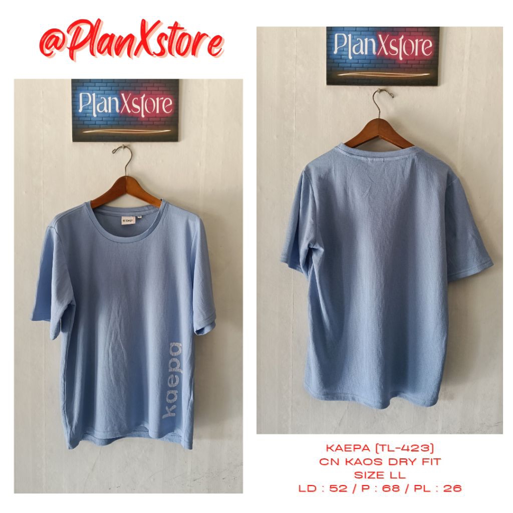KAEPA (TL-423) CN DRY FIT SHORT SLEEVED KAOS SIZE LL WARNA BIRU MUDA PRELOVED TERJANGKAU