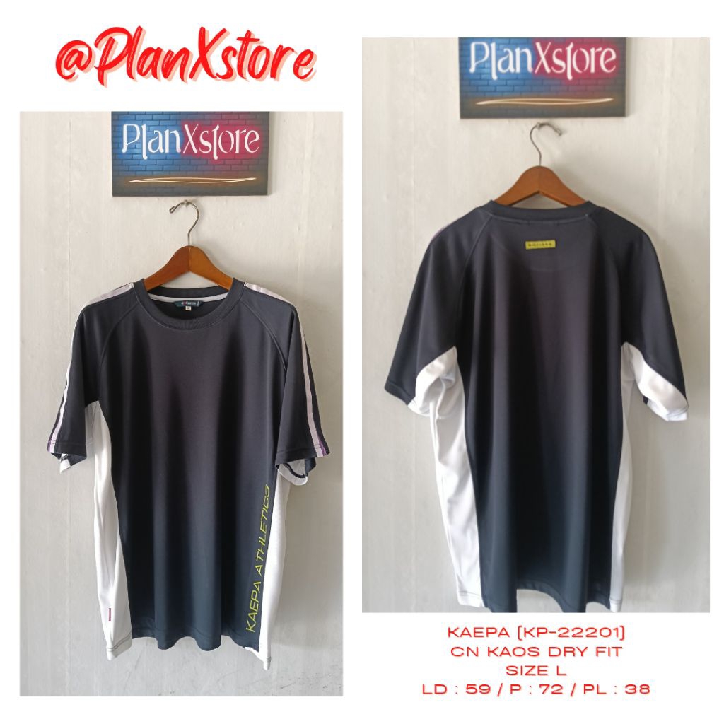 KAEPA (KP-22201) CN DRY FIT SHORT SLEEVED KAOS SIZE L WARNA HITAM PUTIH PRELOVED TERJANGKAU
