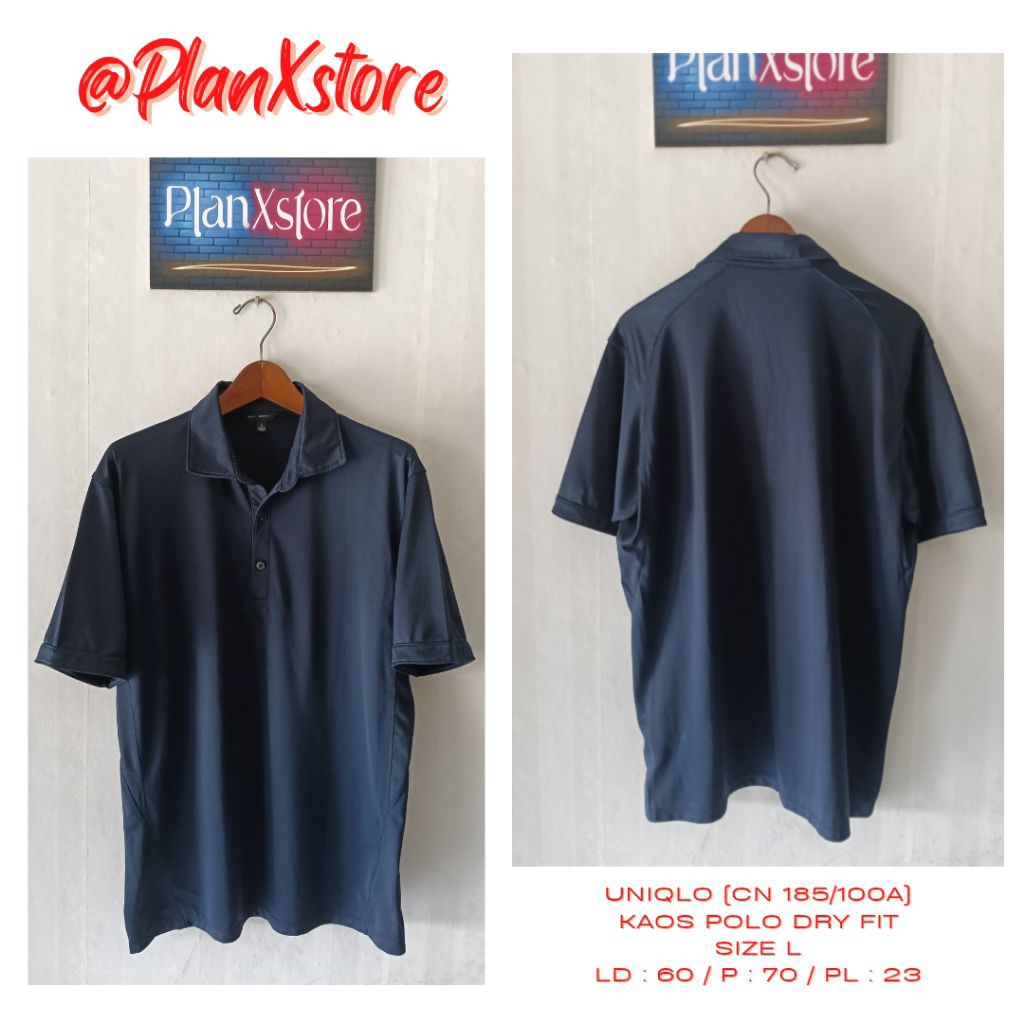UNIQLO (CN 175/100A) KAOS POLO DRY FIT SIZE L WARNA NAVY PRELOVED TERJANGKAU